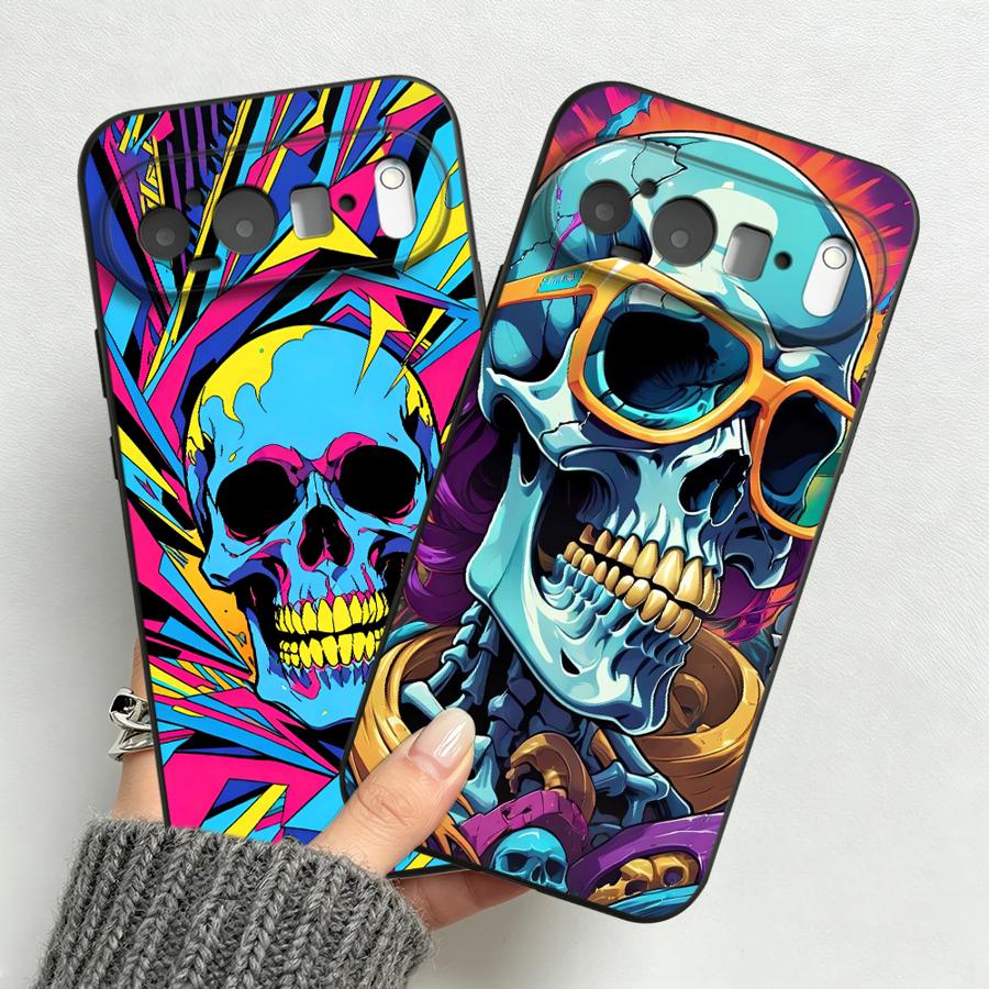 Google Pixel 9 - Capa Neon Pop Art Skull para