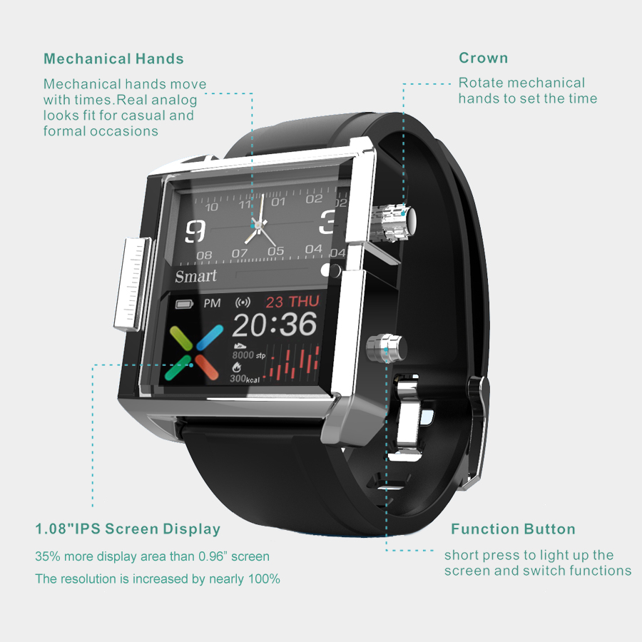 Smartwatch híbrido T9 com moni - Smartwatch Custom avaliação e preço